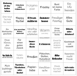 Bingo Karte mit Themen